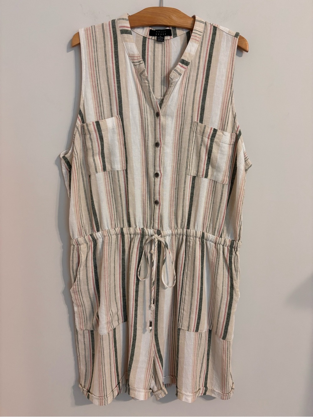 Kelly Renee Linen Blend striped romper